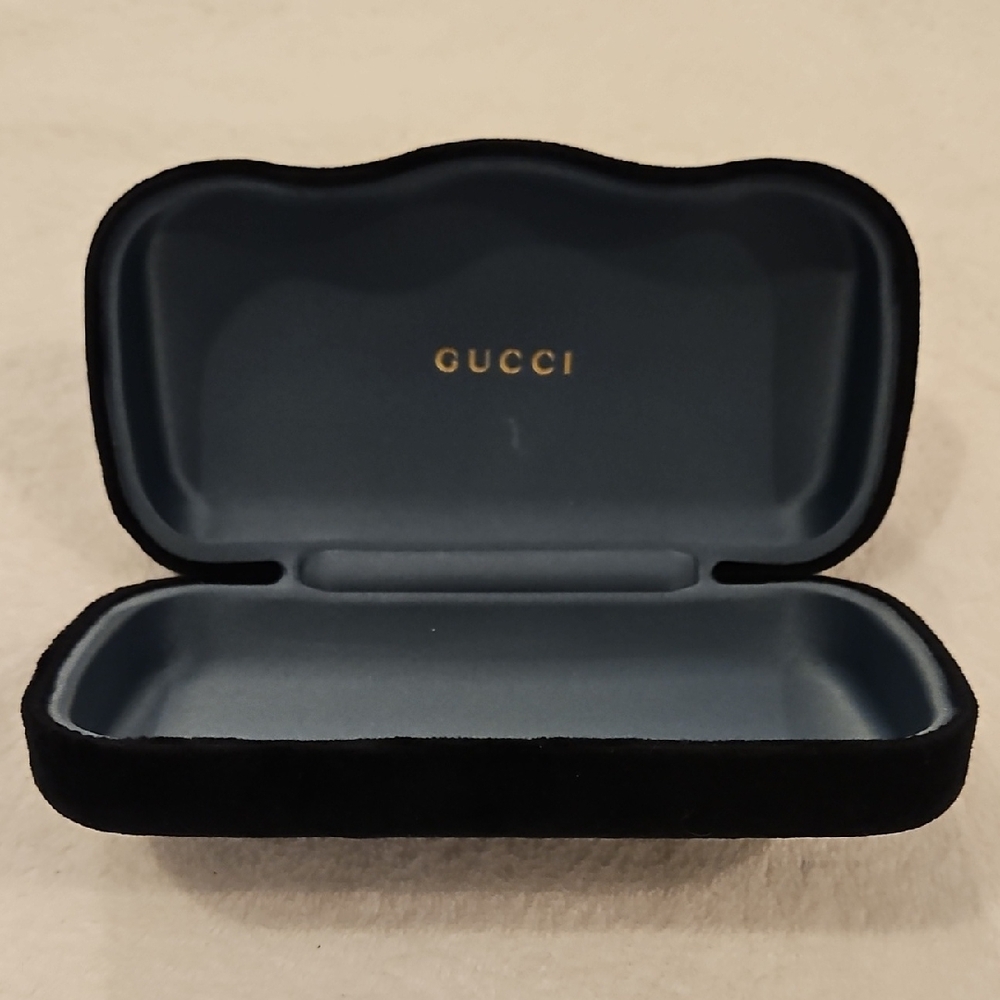 Gucci Black Velvet Sunglass Case with Gold Logo